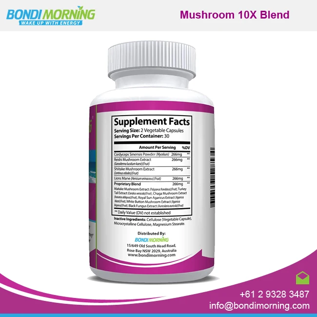 Immunity Booster Mushroom 10X Blend - 100% Natural Health Supplement for World Wide Purchase