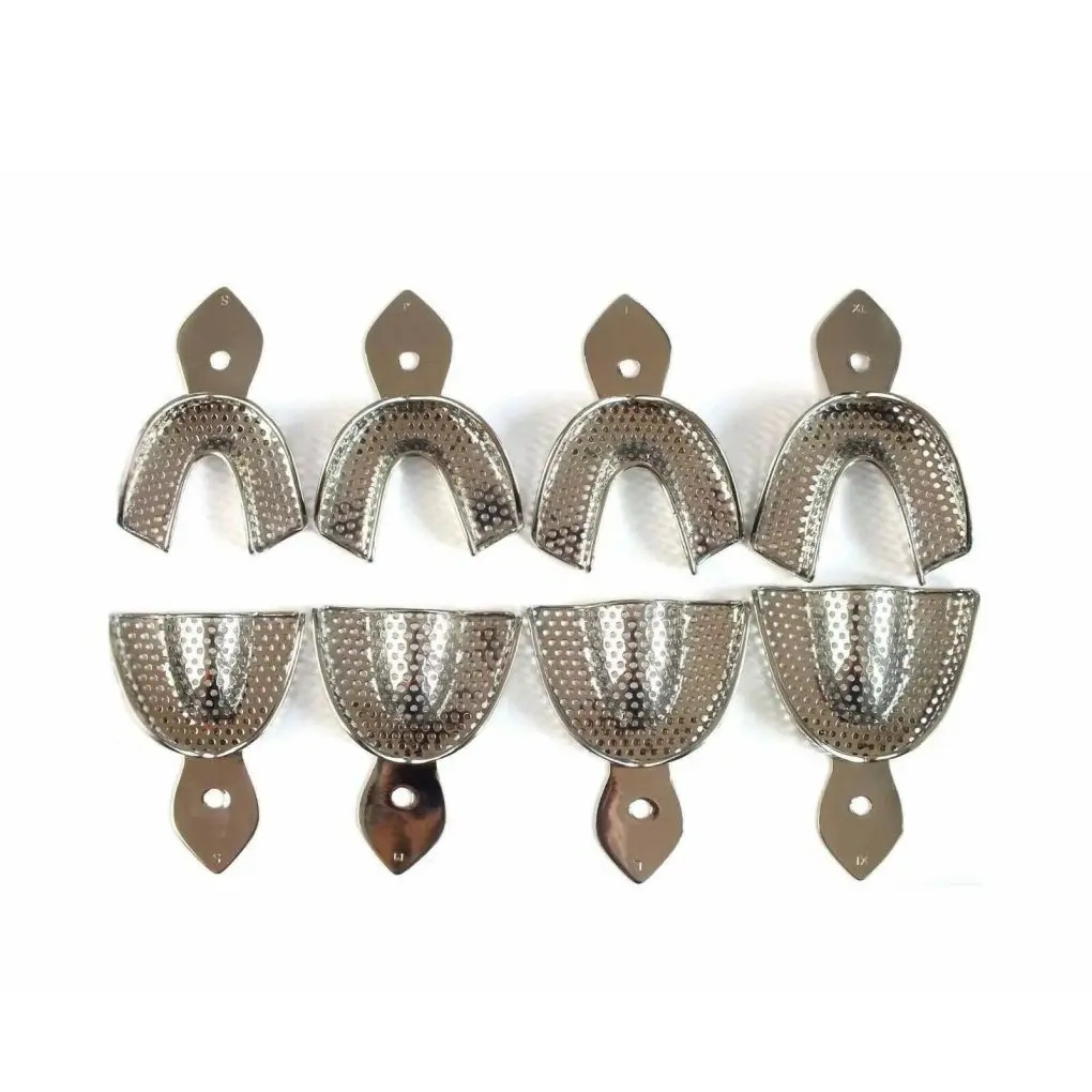 SET OF 8 PIECES (SMALL+ MEDIUM + LARGE + EXTRA LARGE) ORTHODONTIC PERFORATED IMPRESSION TRAYS AUTOCLAVABLE    MGI-DEN-390