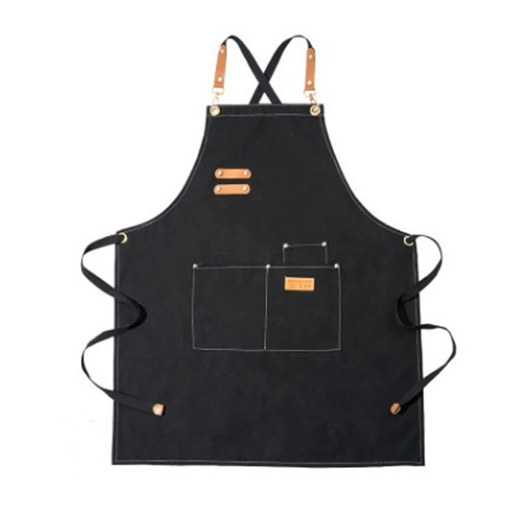 Professional hairdressing barber apron hairstylist apron, Barber vest Denim Jeans with Leather