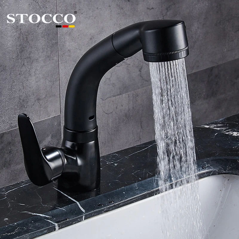 STOCCO Crane Lift Up and down 360 degrees rotating pull out brass basin faucet cheaper chrome faucet modern bathroom mixer