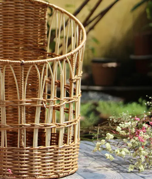 New Style Handmade Large Capacity Rattan Wicker Laundry Storage Basket With Handle from Vietnam Cheap Price