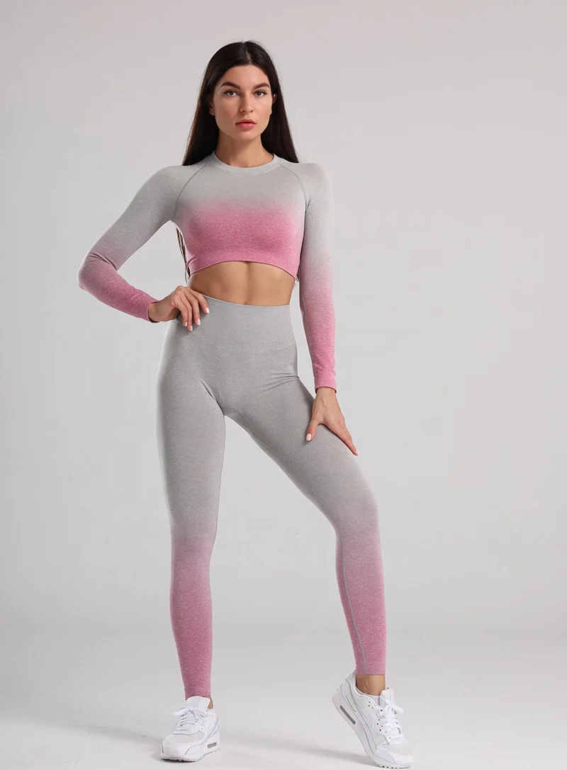 New Arrivals Women High Elastic 2 Piece Slim Fit Seamless Fitness Yoga Active Wear Set