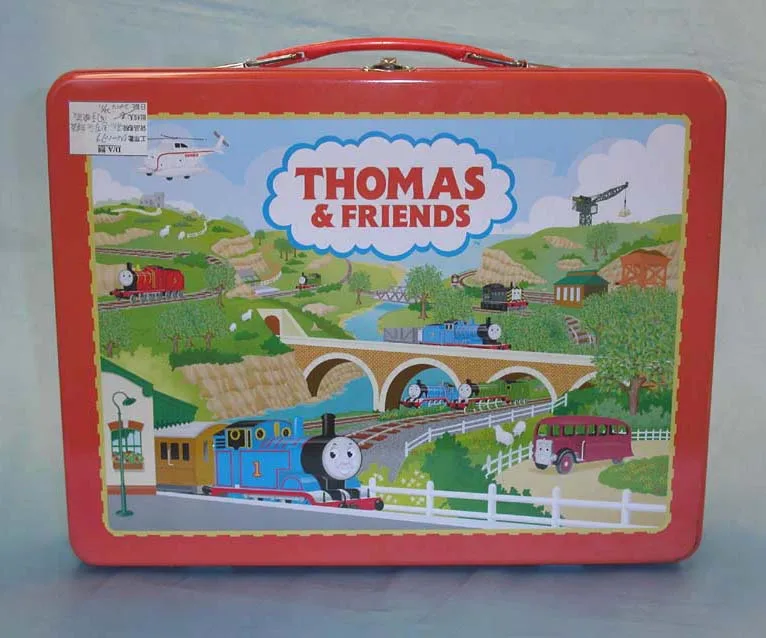 
stationery aluminium metal tin box container with handle and lock food grade custom design offset printing 