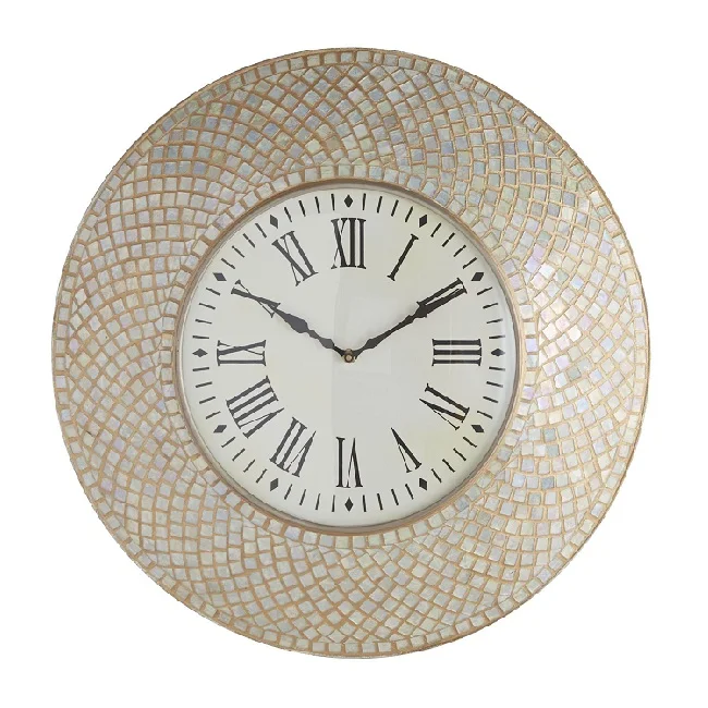 Mosaic luxury wall clock Custom Large Wooden Quartz Clock Movement Clocks And Watches Home Decor For Living