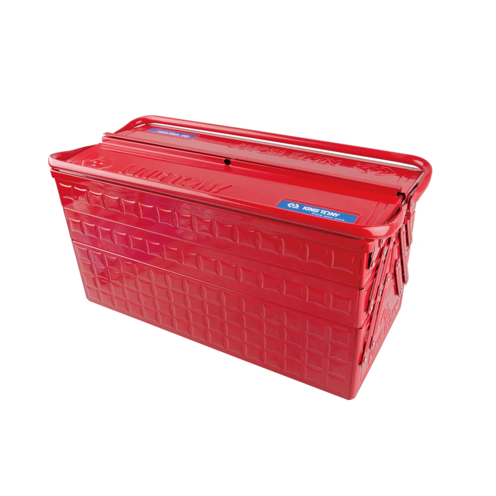 KING TONY 3 Section Fold Up Type Portable Metal Tool Box Hand Tool Box Tool Case 87A05