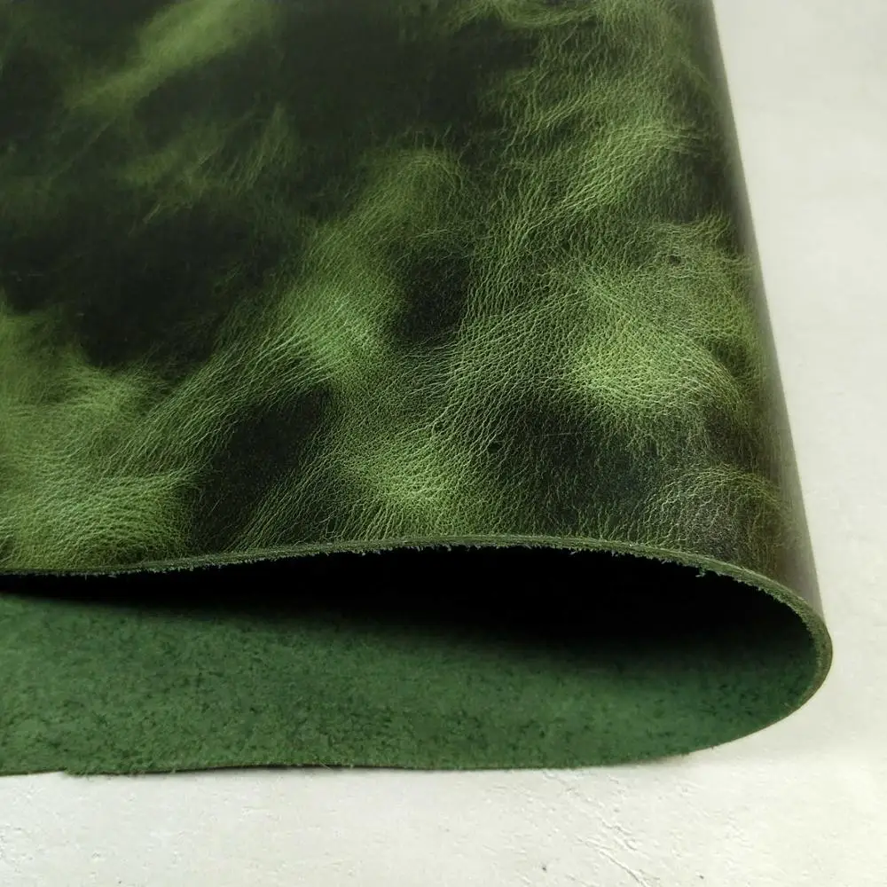  Винтажная масляная дубленая кожа толщиной 2 0 мм Crazy Horse зелёный первый слой воловьей кожи