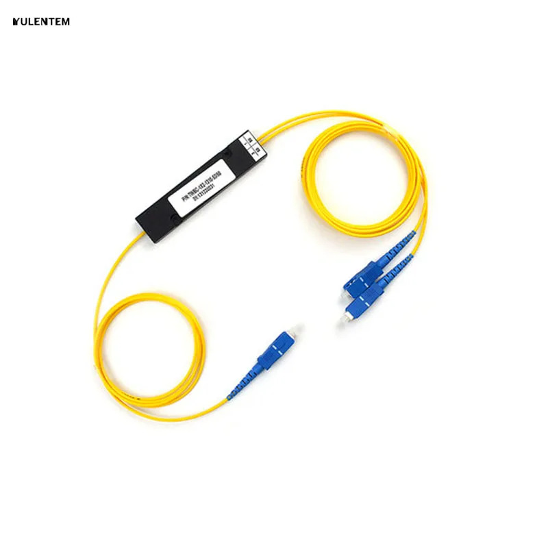 Optical ftth plc splitter 1x2 upc optic fiber coupler box module sc/upc connector 1.2m