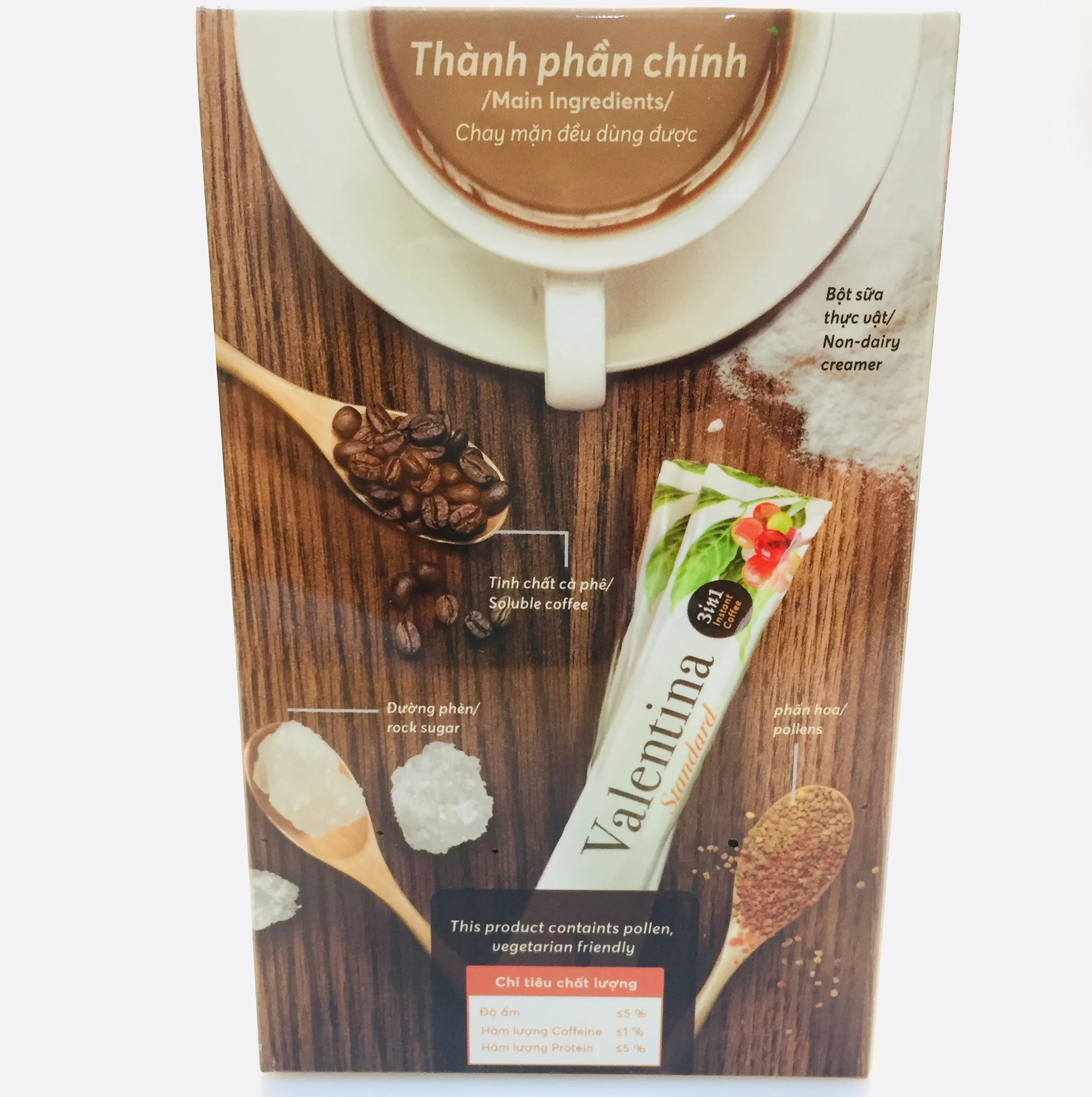 Valentina coffee instant mix 3 in 1 with natural bee pollen and non dairy creamer Honee Coffee brand