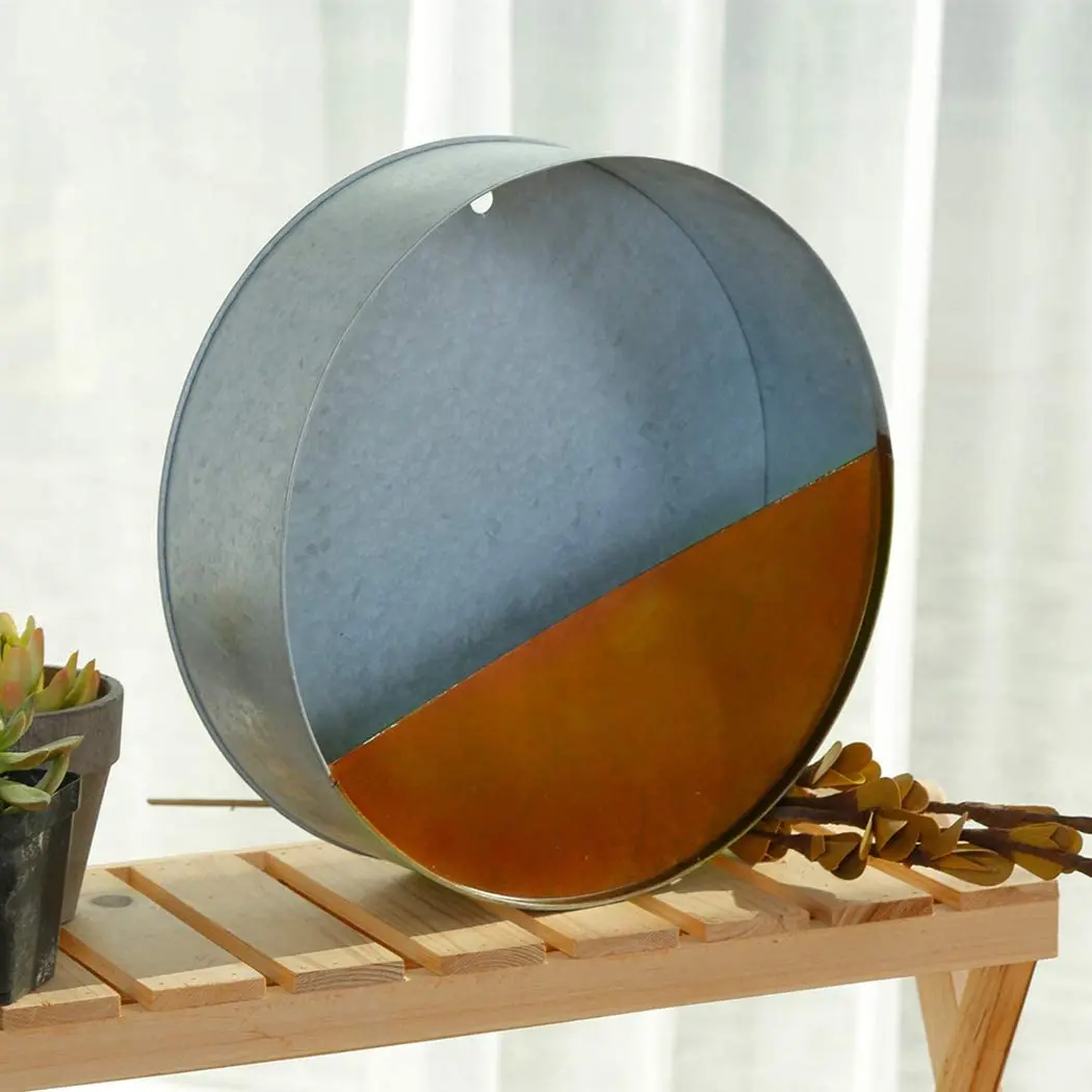 Круглый оцинкованный металлический настенный карманный органайзер в деревенском стиле для дома винтажном по низкой цене необработанная отделка