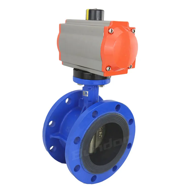 
Bundor API DN100 ductile iron center line pneumatic butterfly valve air actuated flanged butterfly valve for water oil gas 