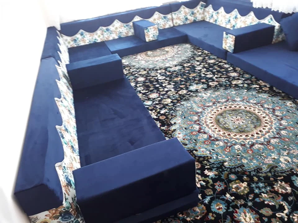 Arabic Majlis  Moroccan Majlis  Majlis Design   |  Customization Possible   L Shaped Arabic Floor Sofa Set    U Shaped Arabic