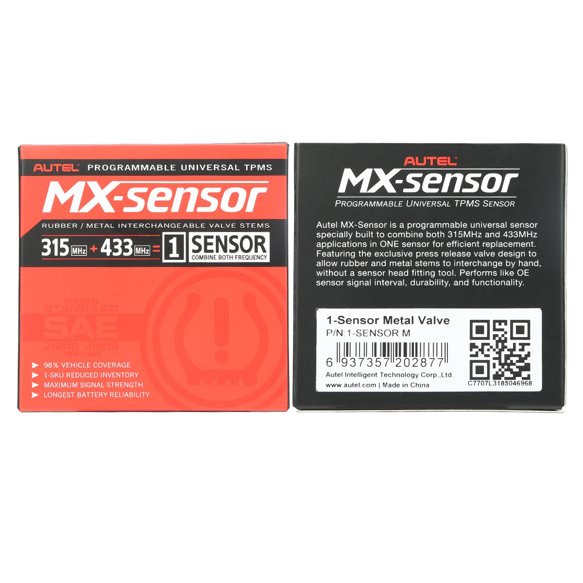 433mhz 315mhz Programmable Relearn Tire Pressure TPMS Autel MX-sensor