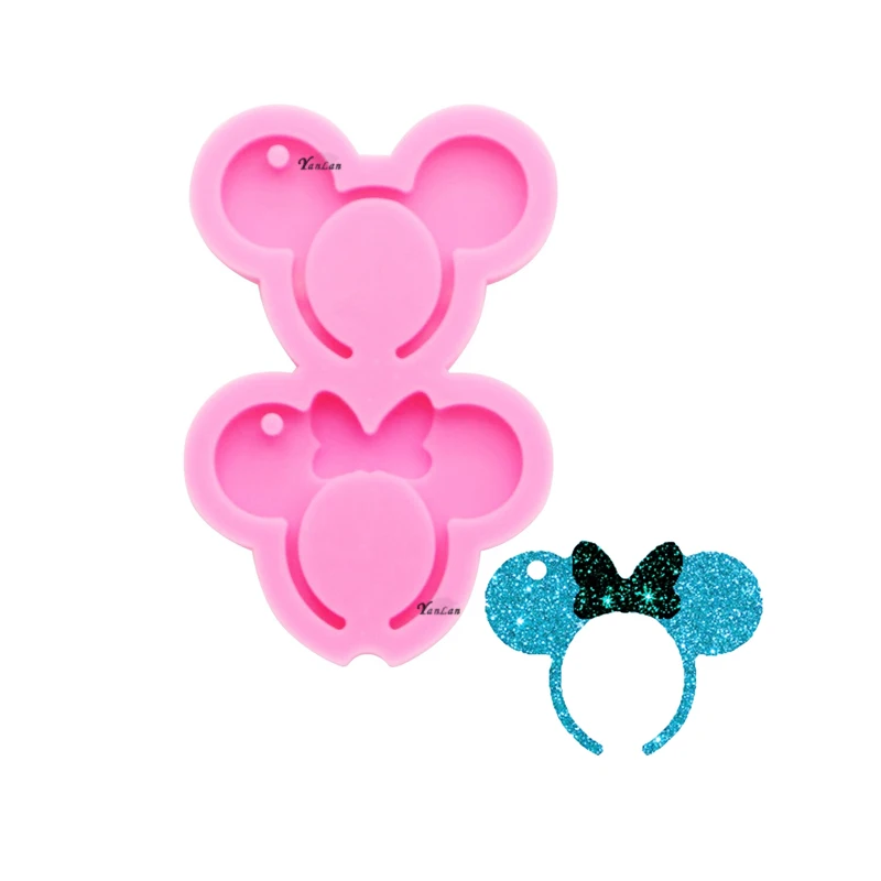 S682 Ready to ship Shiny silicone mini mouse headband shaped keychain mold