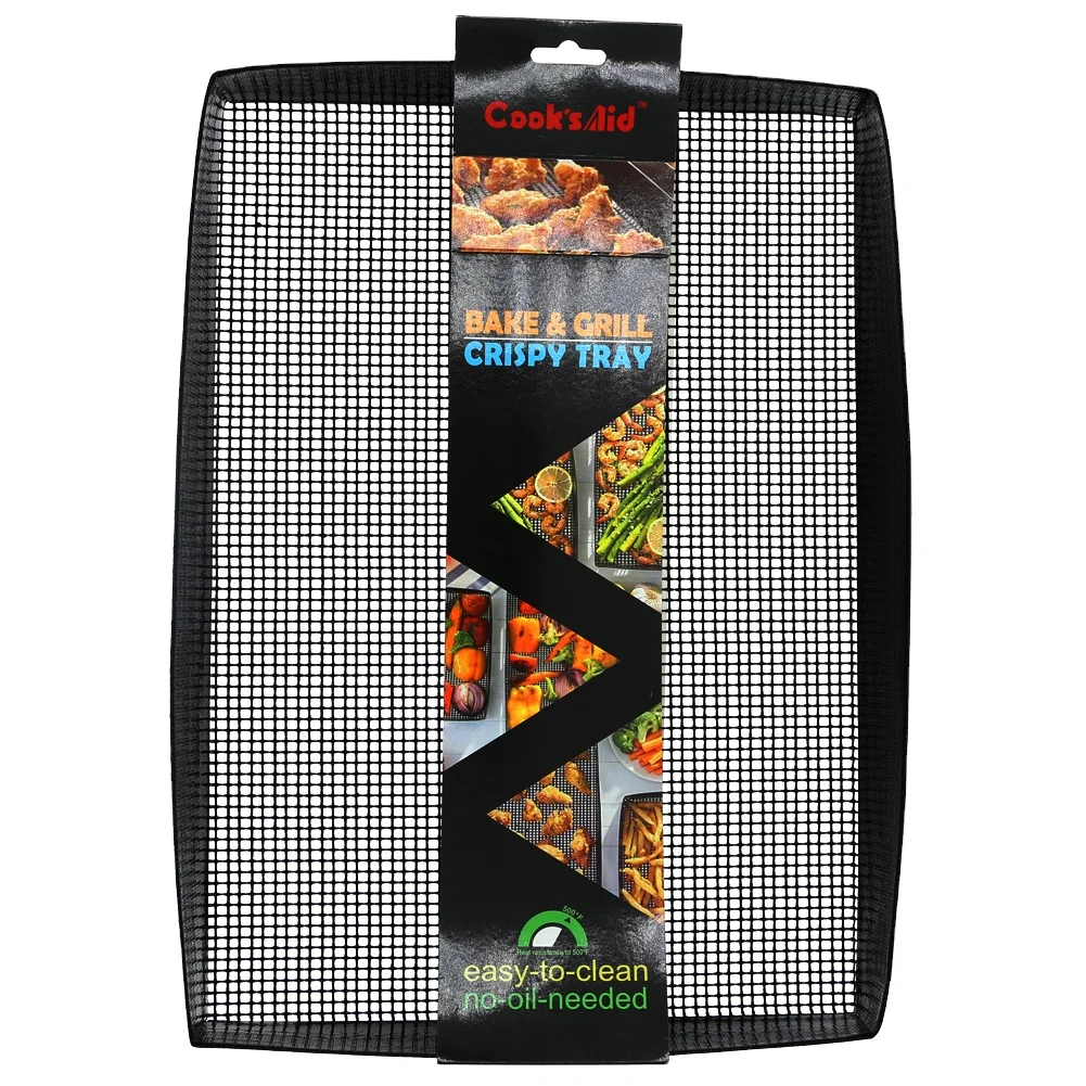 Essential Grill Accessories and Barbecue Tools Non Stick PTFE BBQ mesh grill tray with solid edge