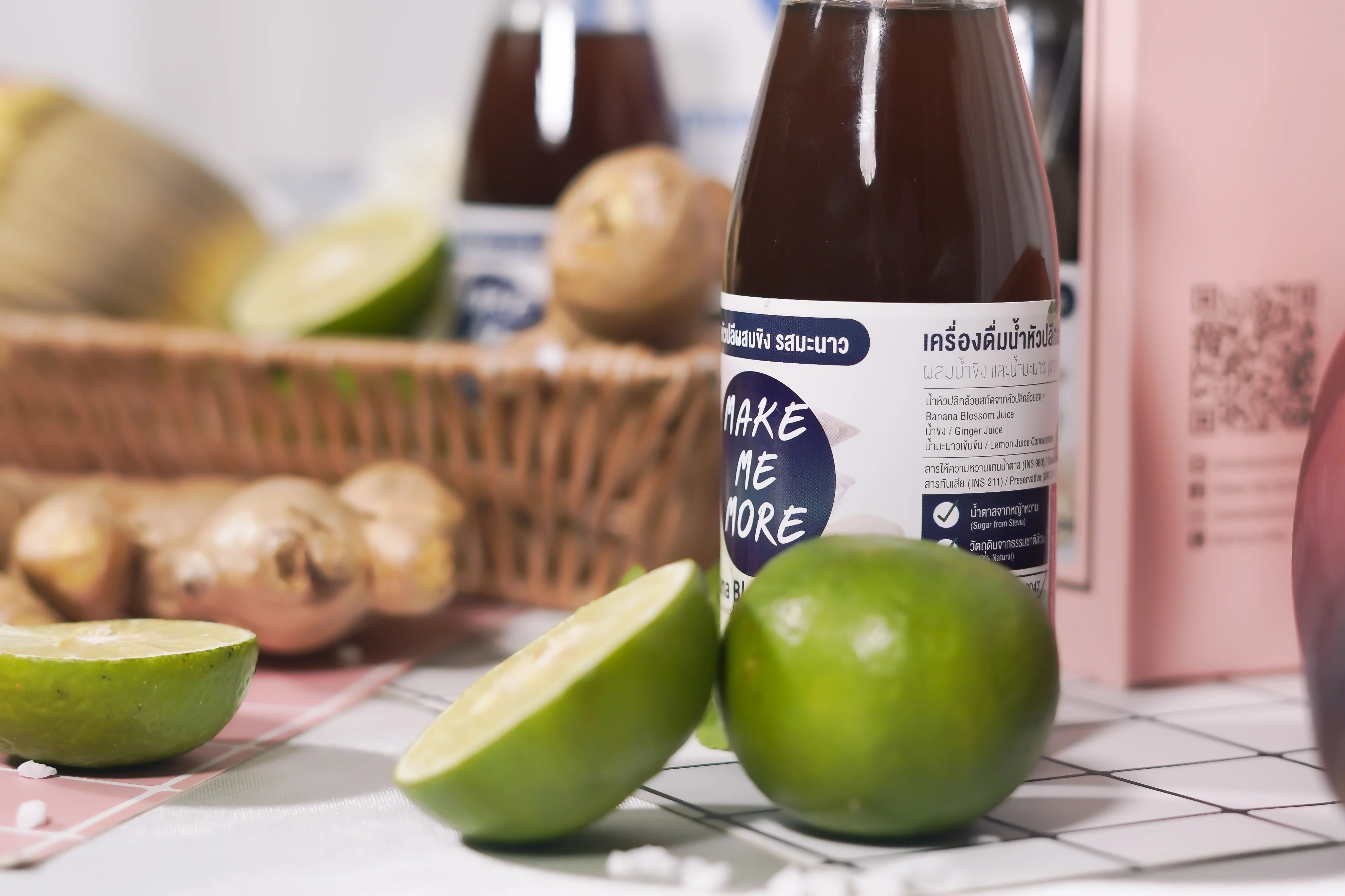 
Thailand Manufacture 100 % Natural 6 Bottles / box Concentrated banana blossom juice with ginger lime and stevia extract 