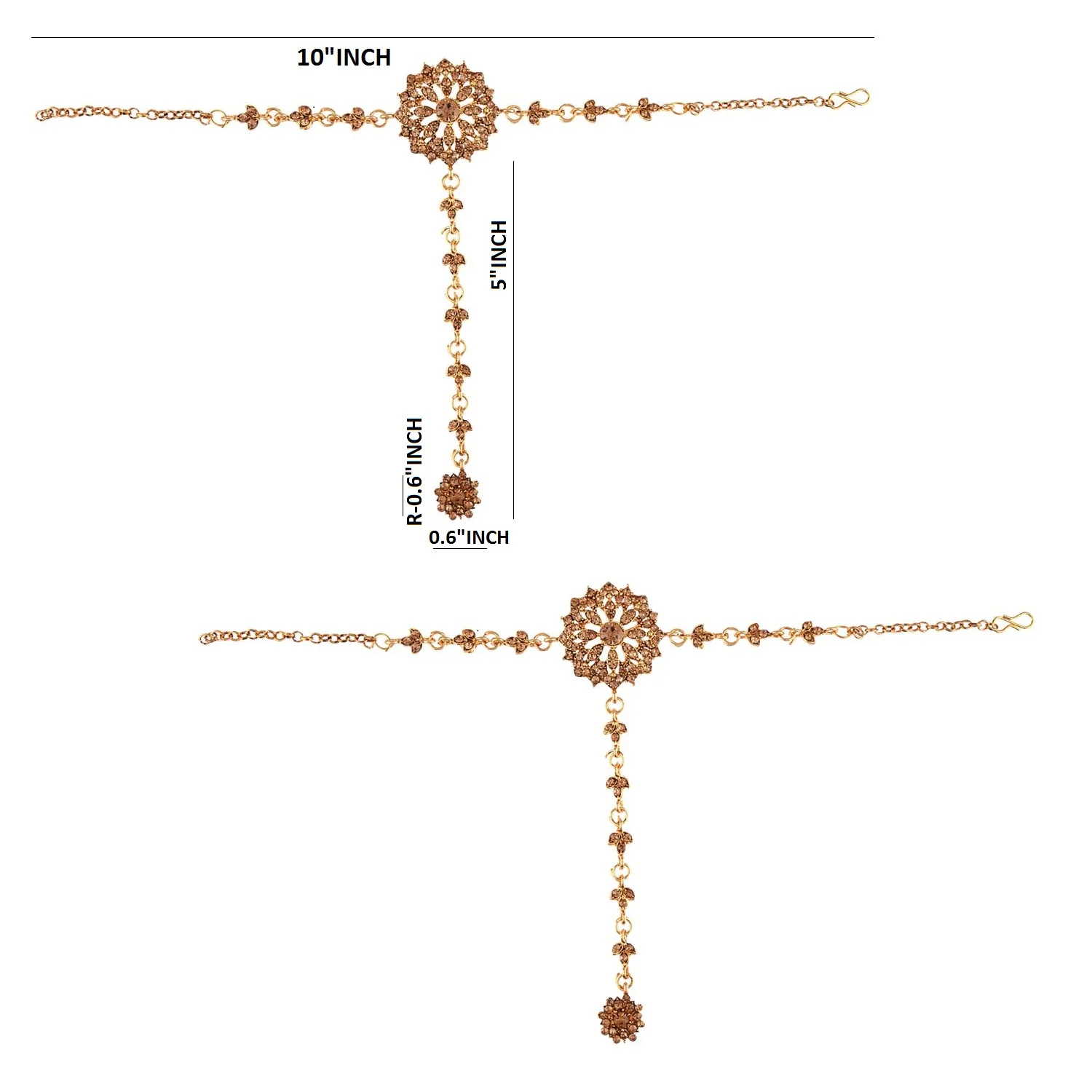 Indian Bollywood Bridal Wedding Rhinestone Necklace Earring Maang Tikka Head Chain Nose Ring Bracelet Jewelry Set