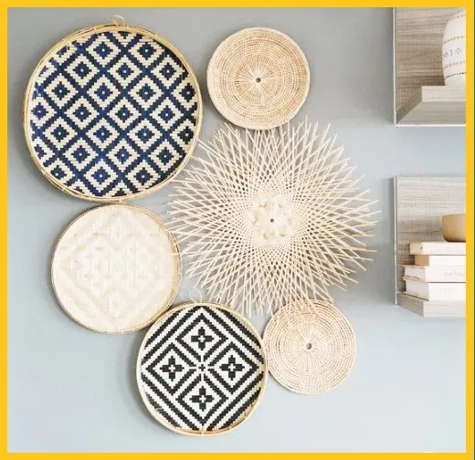 Vietnamese plate wholesale bamboo wall art bamboo decor plate bamboo wall decoration in many shapes, sizes, patterns & colours