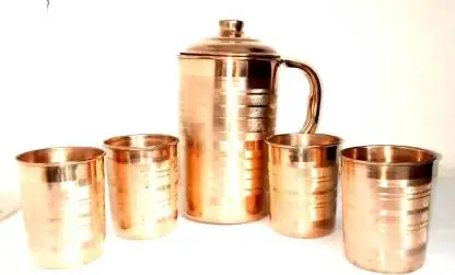 copper jug and glasses copper water jug embossed copper jug ( 1 l.)