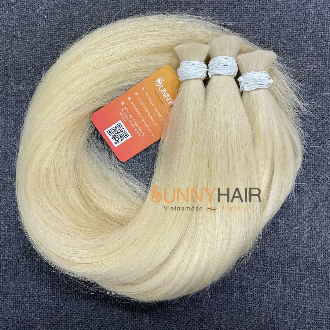 Top Quality 100% Virgin Human Bulk Hair Extension Customizable Length Color Blonde 613 Black From Top Vietnam Hair Supplier