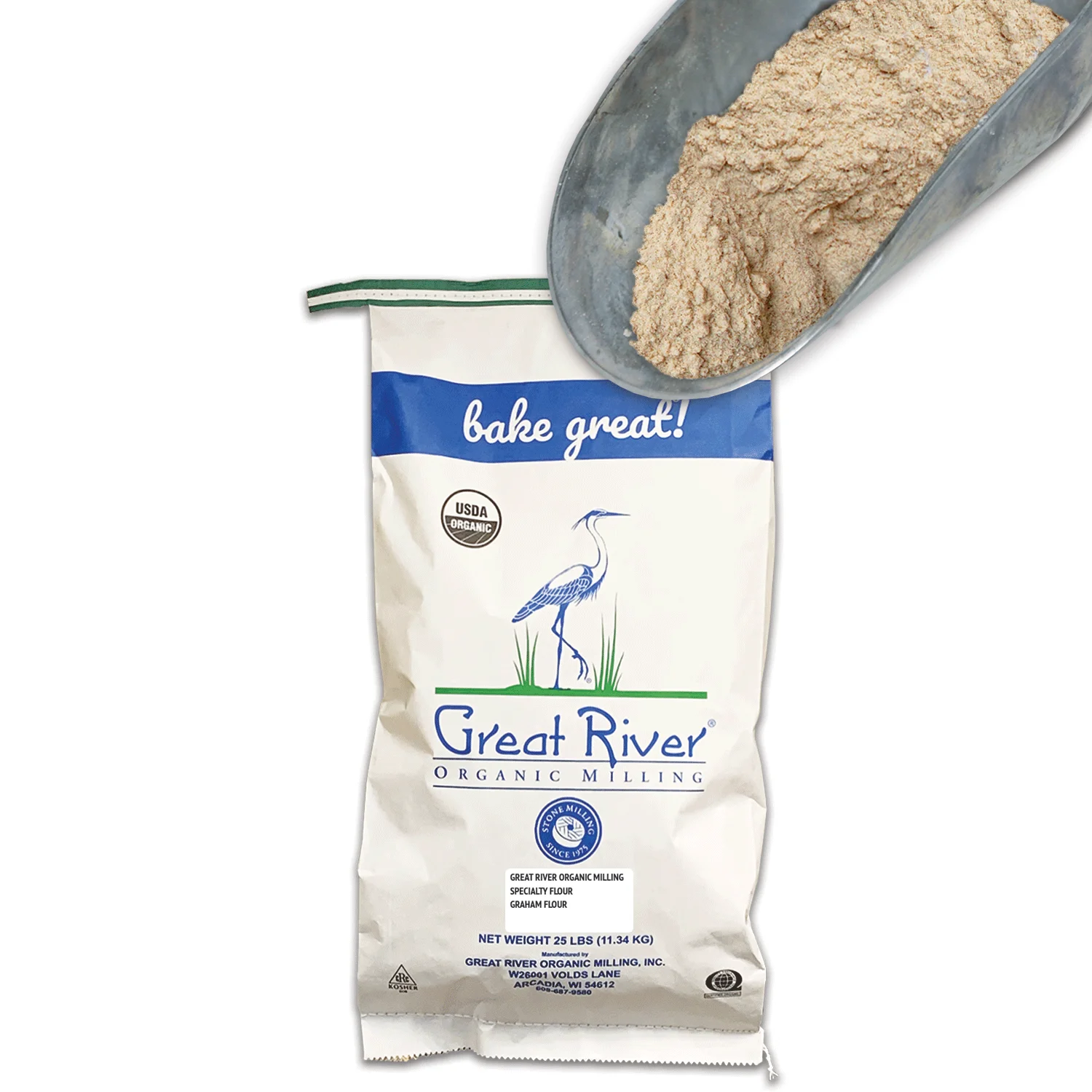 Great River Organic Milling, Bread Flour, Graham Flour, Organic, 25-Pounds (Pack of 1) Flour for Baking Bread