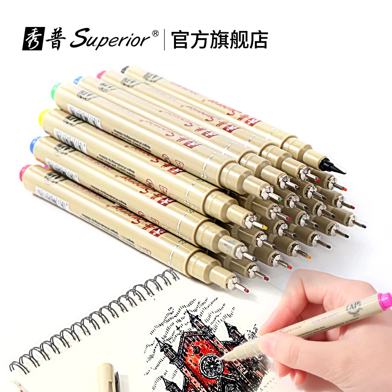 Superior MS-807C 0.5mm 12 color high quality professional colored sketch fineliner drawing pen set for art sketching