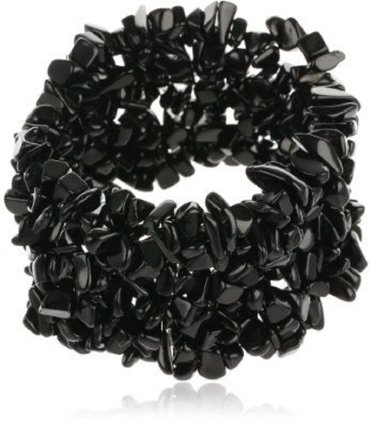 Beautiful natural crystals Black Tourmaline chips bracelet agate bracelet stone bracelet bead wholesaler : Navazishagate