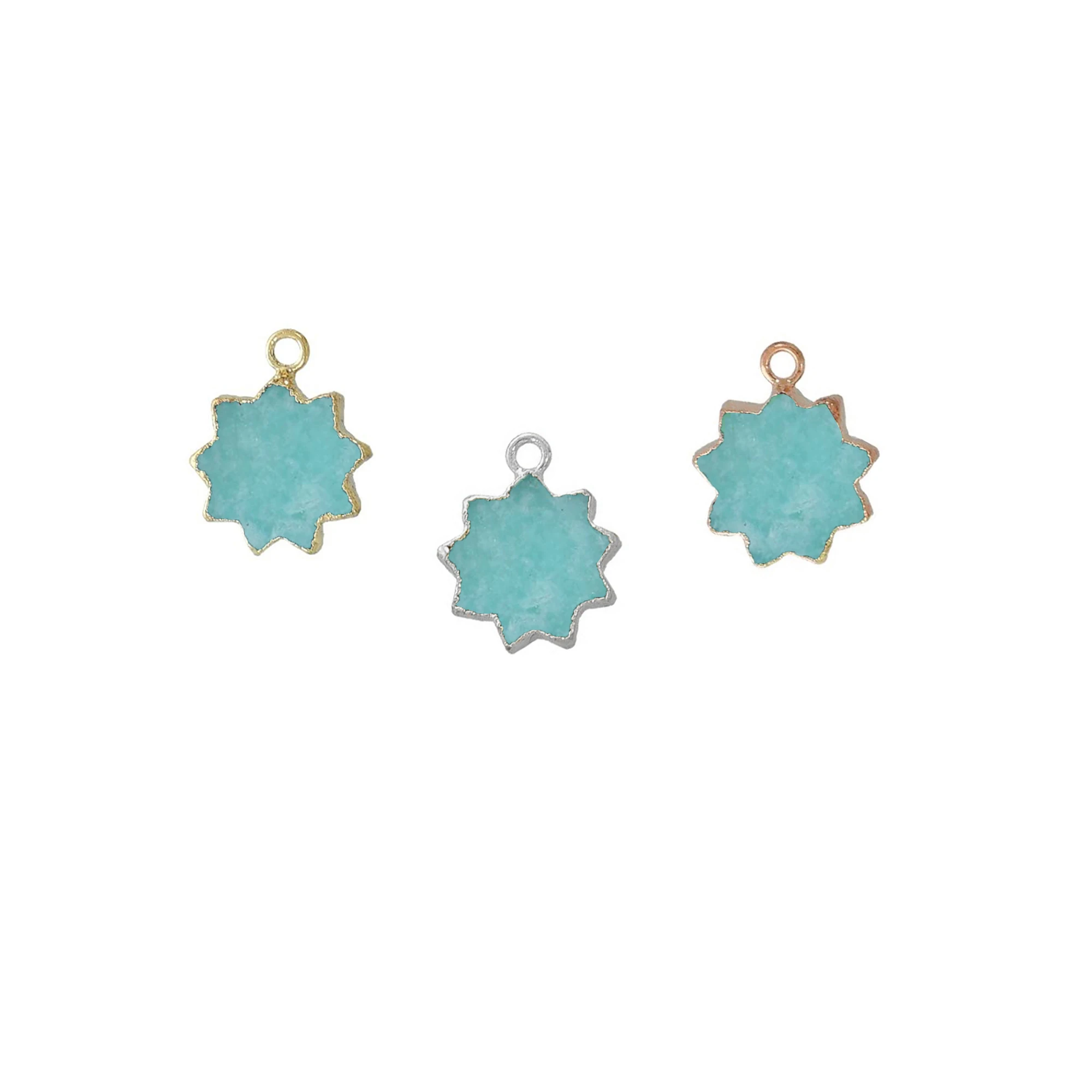 Амазонит камень золотые гальванические солнце форма кулон ювелирные изделия GS-01