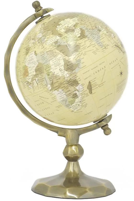 Brown Marble and Metal Traditional Globe