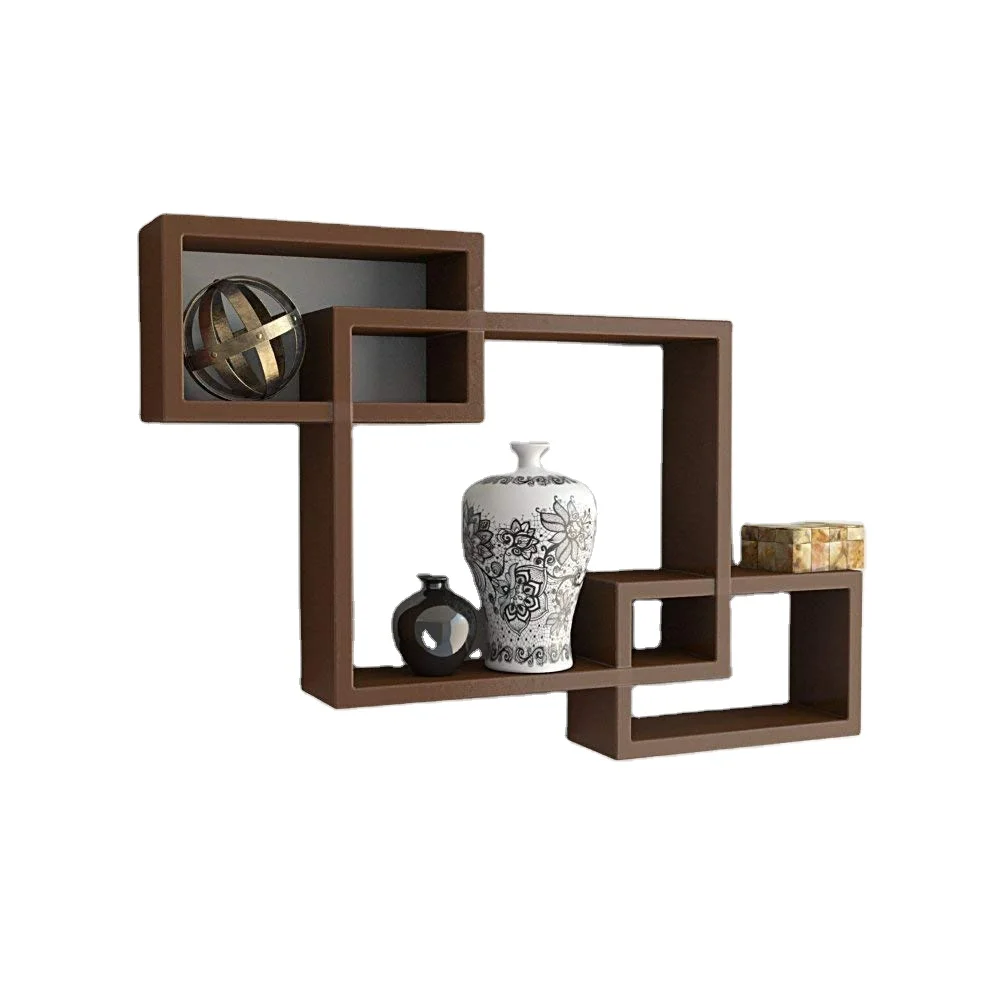 Square shape  Natural Wood color  Wall Mounted Floating Shelf   Wall-mounted Home Decoration wooden floating shelves