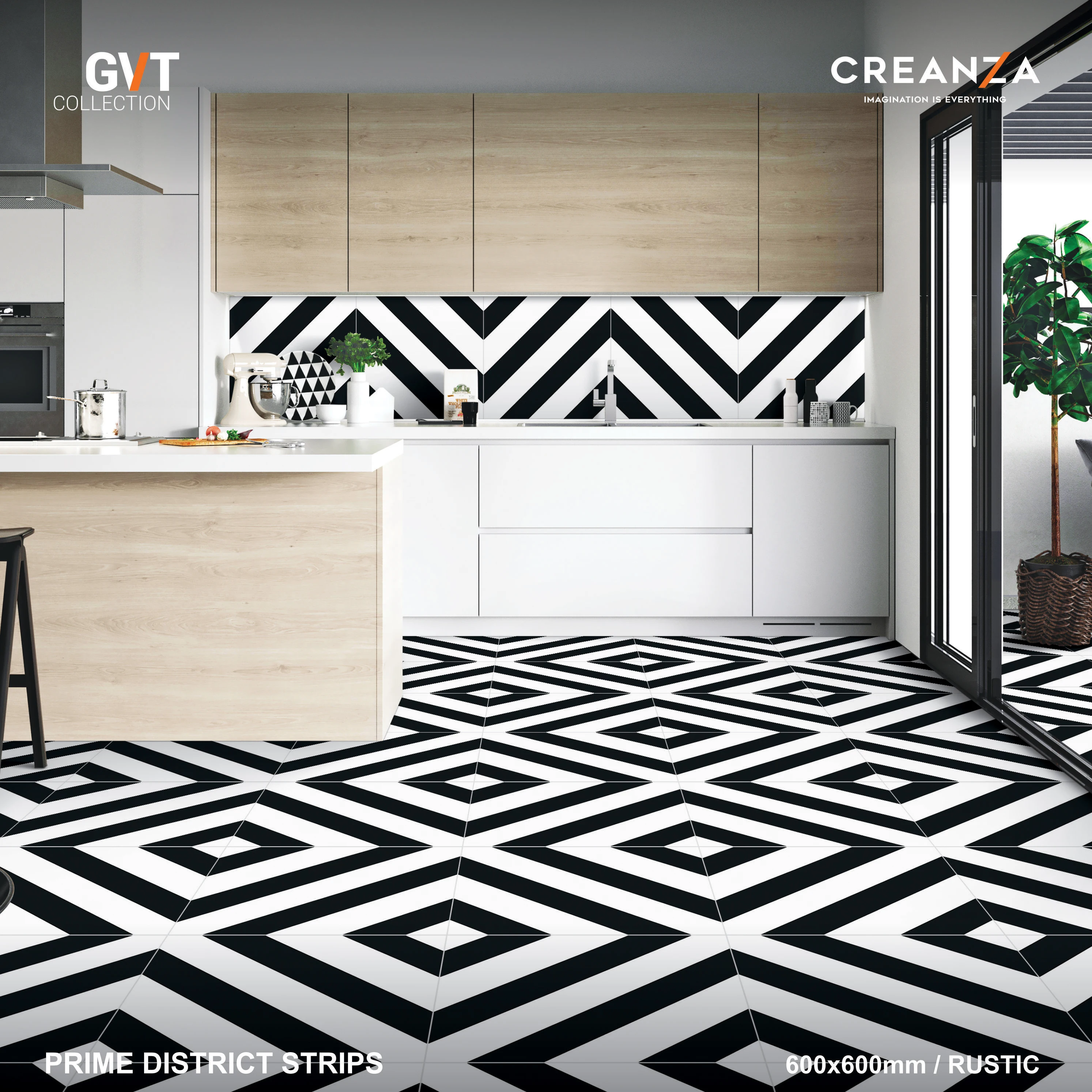 Плитка черно-белая фарфоровая для пола и стен 600 Х600