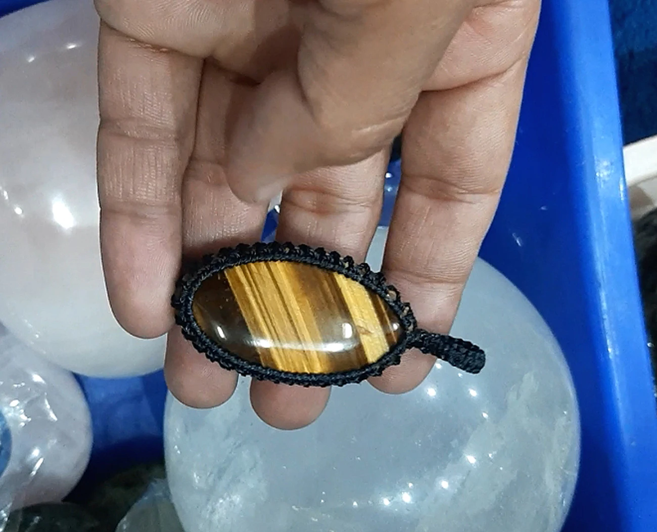 Top quality tiger eye macrame pendant jewelry for summer sale