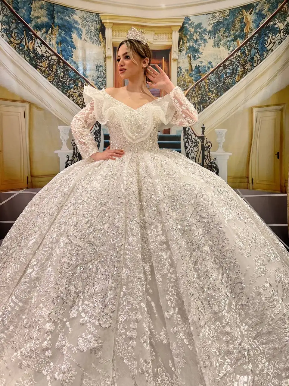 Turkish Woman Wedding Dress Bridal Gown Elegant Long Party Dress Evening Dress Chiffon Tulle Satin Luxury High Quality