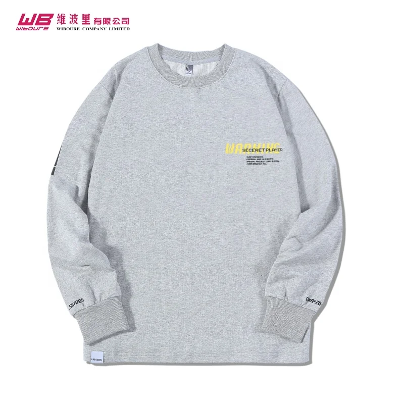 Top sale	fast supplier fashionable Stock 100% cotton screen printing 220g 100 cotton crew neck sweatshirt for Men