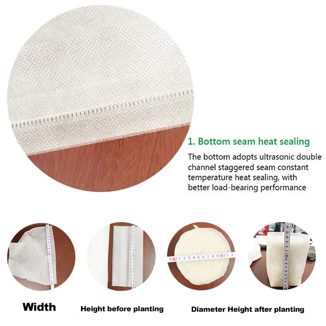 
 Factory Wholesale Non-woven Permeable Washable Indoor Outdoor Fabric Pots Nursery Bags Biodegradable White Grow Bags for Plants  