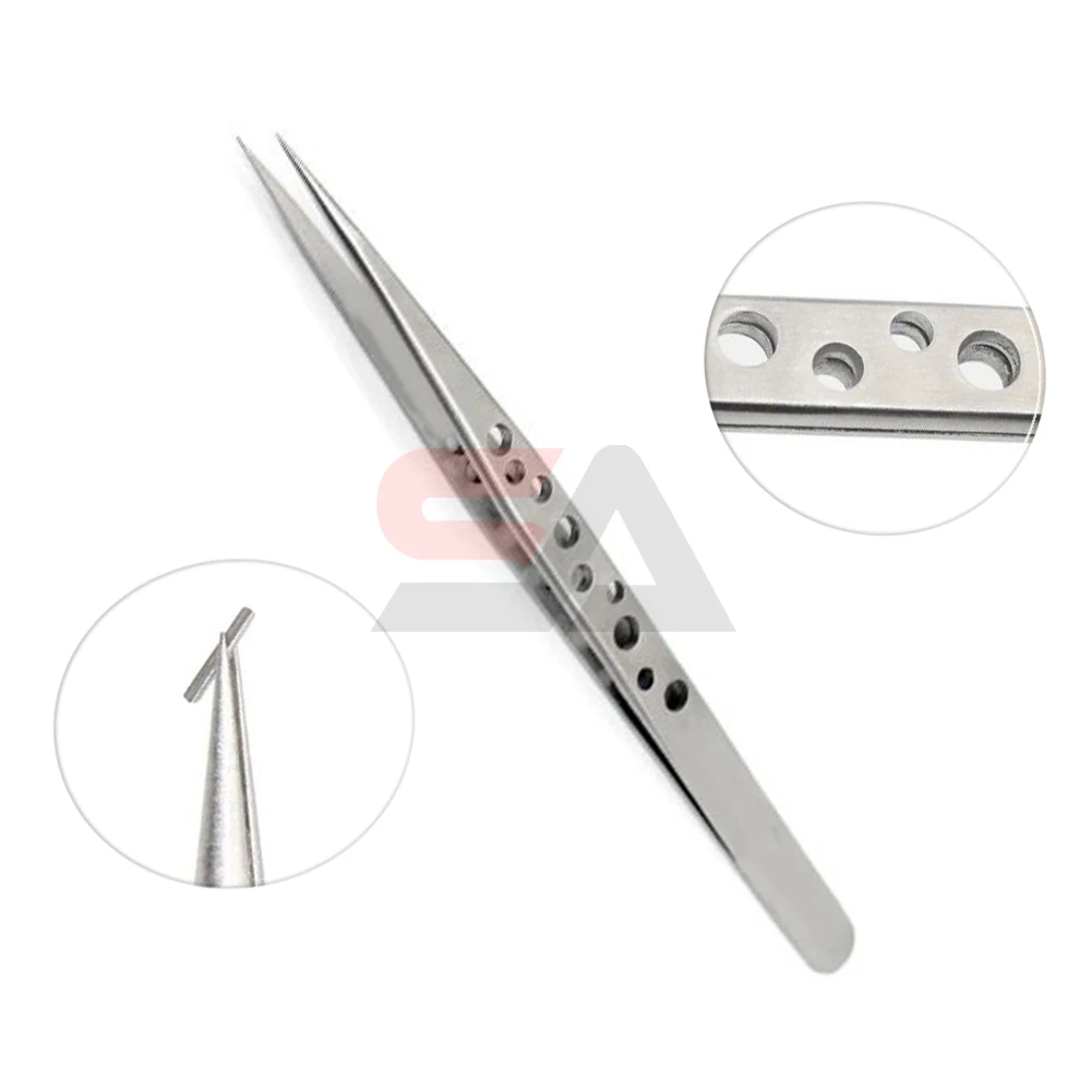 High Quality Anti-Static Eyelash Extension Tweezers Professional Straight Pointed Tip Customized Label Professional Beauty Tool