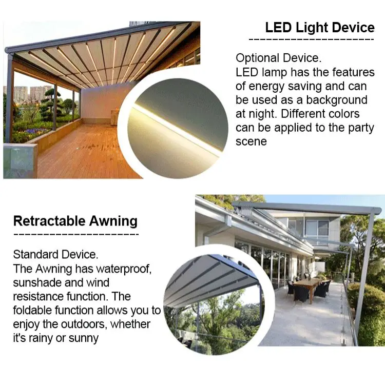 Clearview дистанционное управление светонепроницаемая ветрозащитная моторизованная Выдвижная беседка в комплекте система на крыше