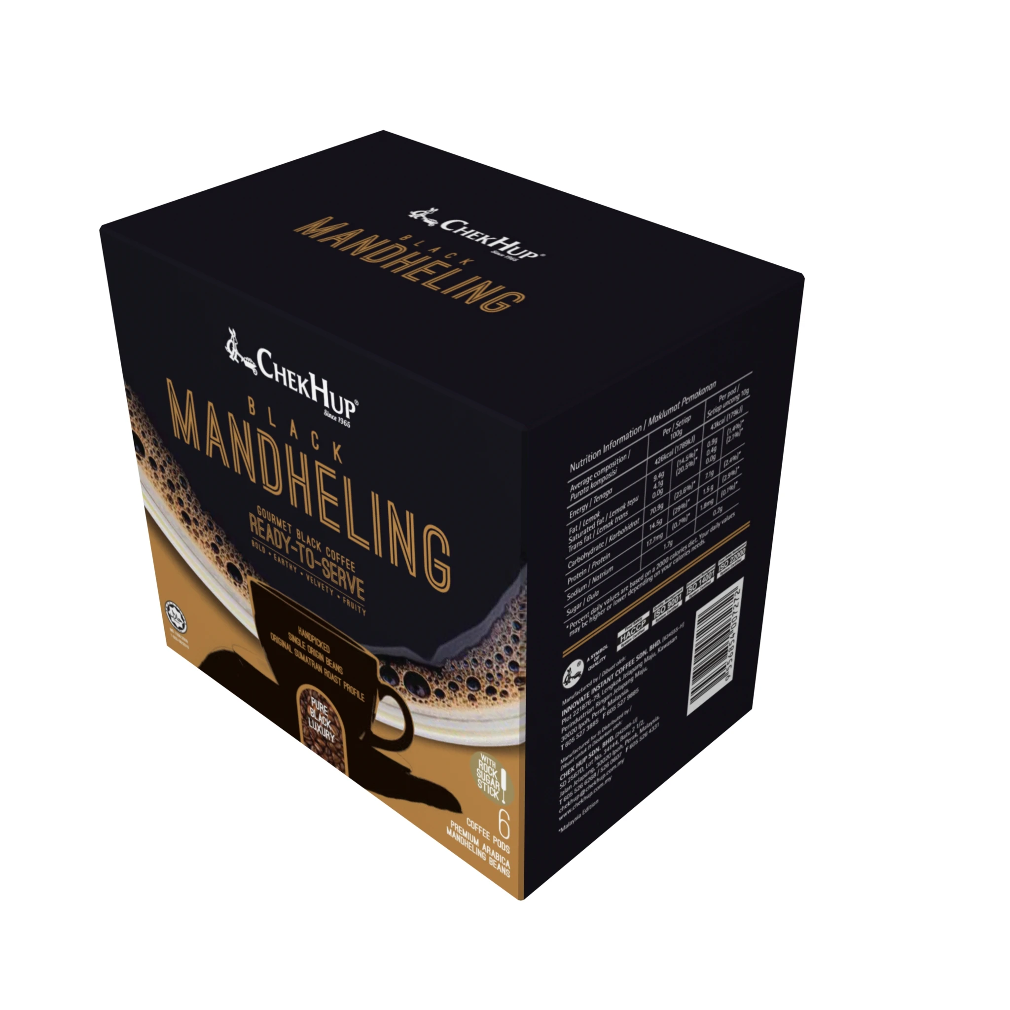 Лучший напиток для напитков Chek Hup Black manheling, изысканный кофе с 12 месячным сроком годности и горьким вкусом