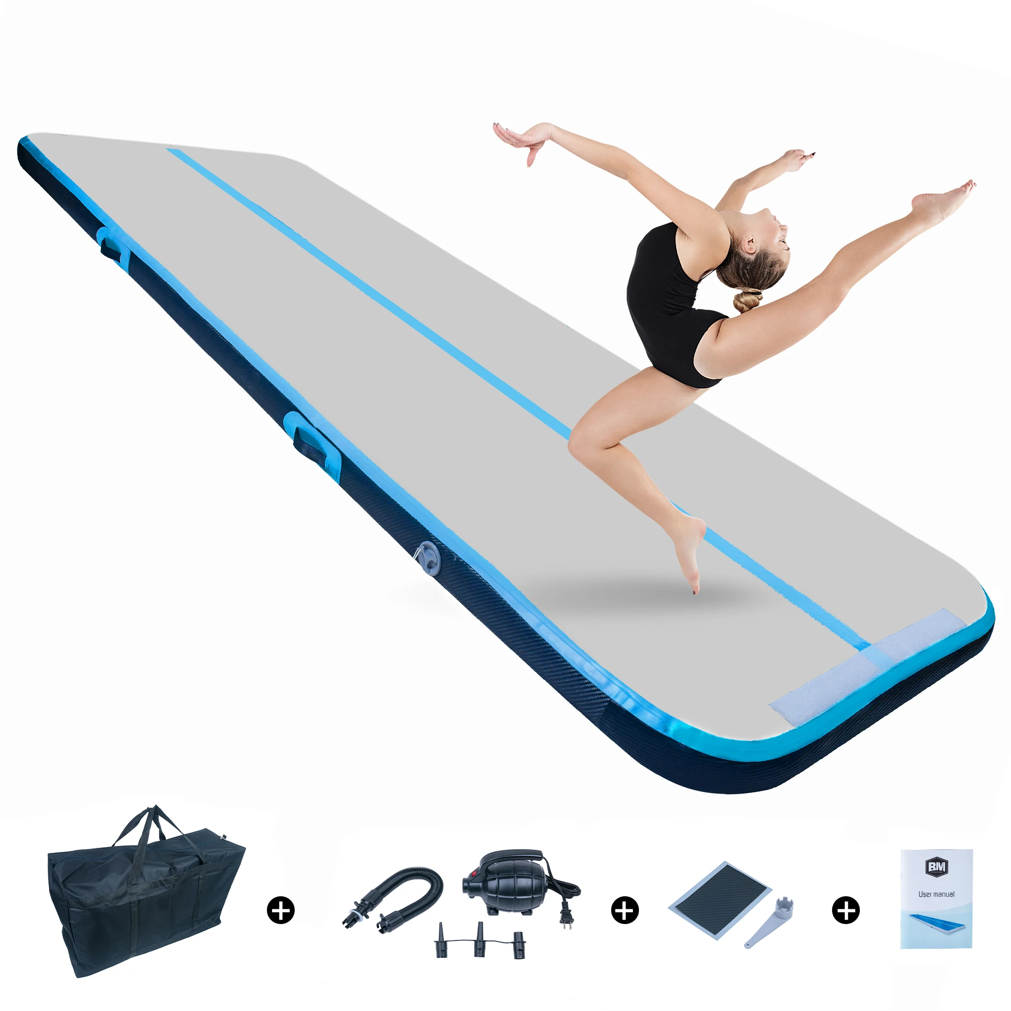 New Fashion Fast Shipping Wholesale 10 mm Beautiful Wide Inflatable Airtrack Tumbling Gym Mat Air Track For Gymnastics