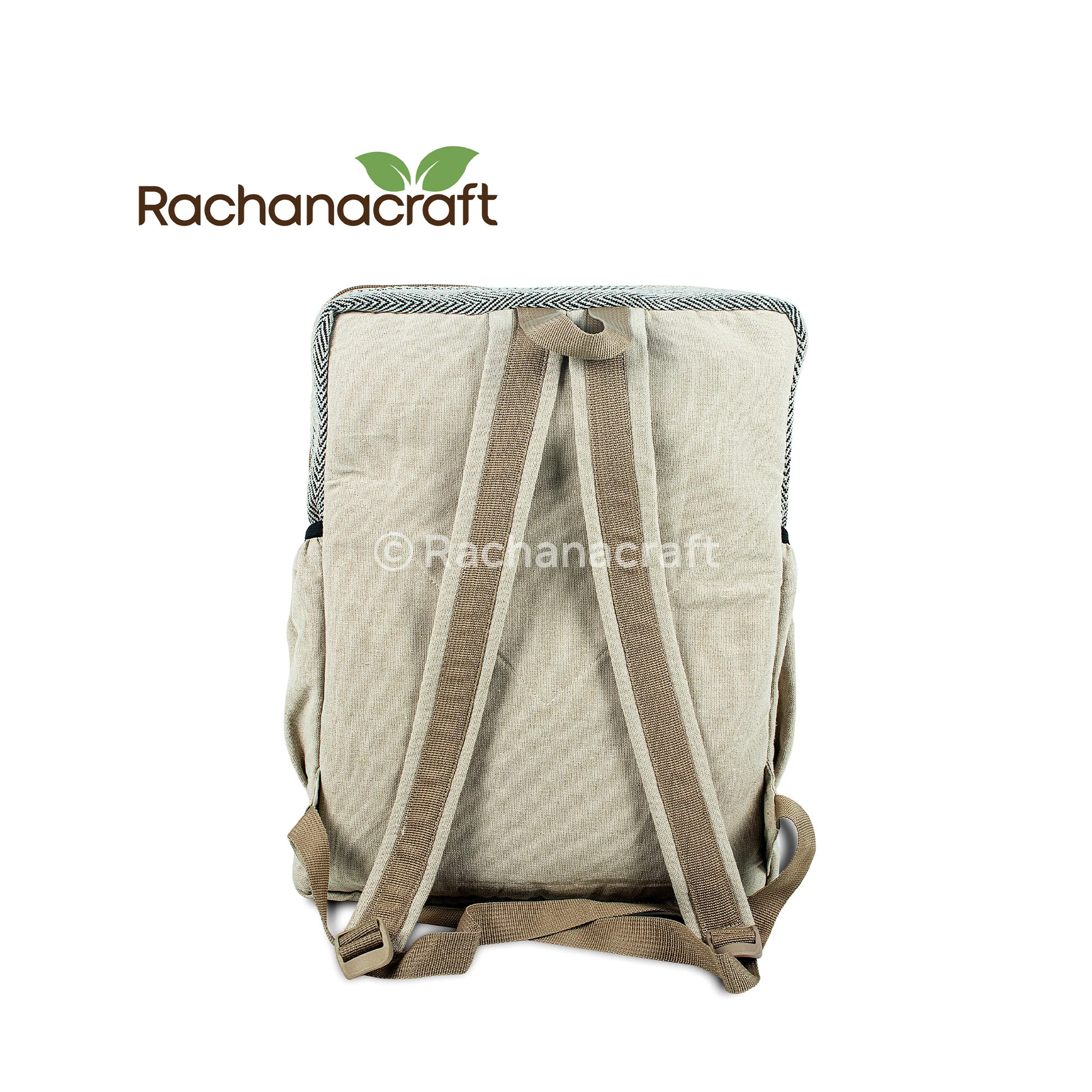 100% Pure Hemp Natural White Box Pocket Vegan Backpack Large Size for Travel Made in Nepal Factory Wholesale