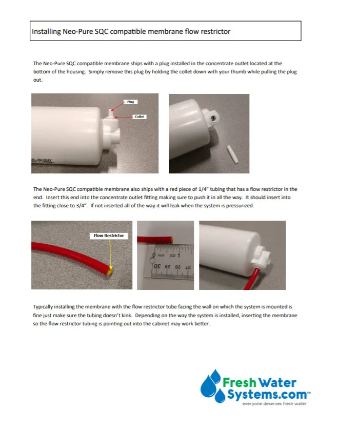Fresh Water Systems Neo-Pure NP-SQCM30 SQC Compatible TFC RO Membrane 30 gpd Composite Reverse Osmosis Membrane