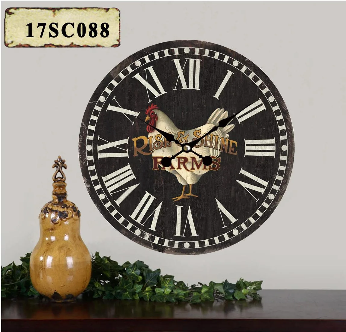 ANTIQUE VINTAGE RETRO ROUND MDF WALL CLOCK