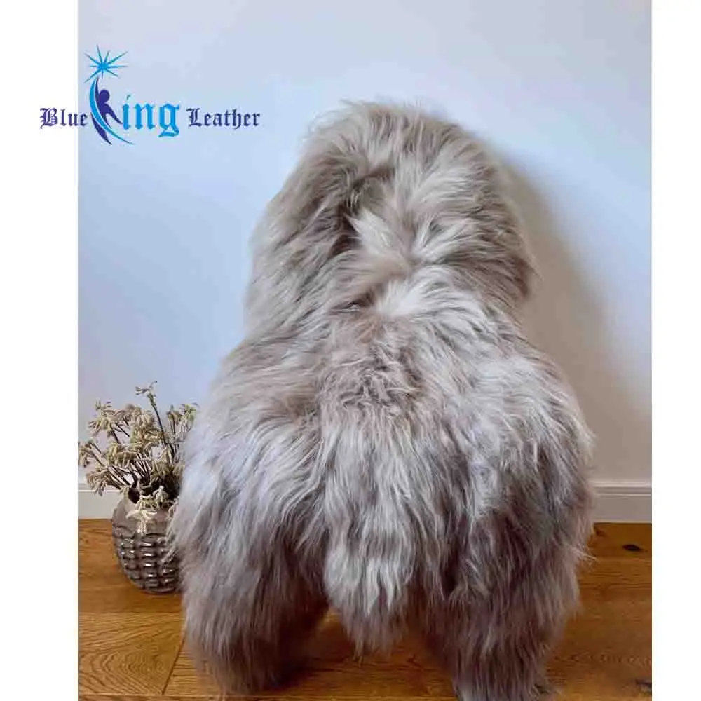 Большой длинный мягкий меховой коврик XL из натуральной исландской овчины серо-Какао-коричневого цвета