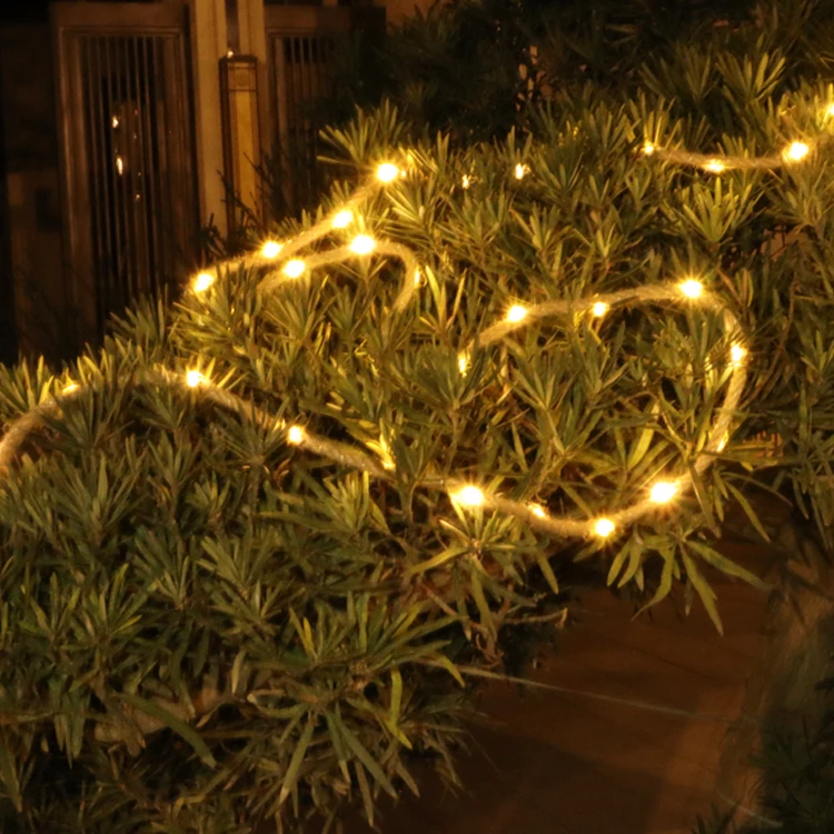 Outdoor Hot Sale Garden Decor Lamp Hemp Rope String Lights solar LED light