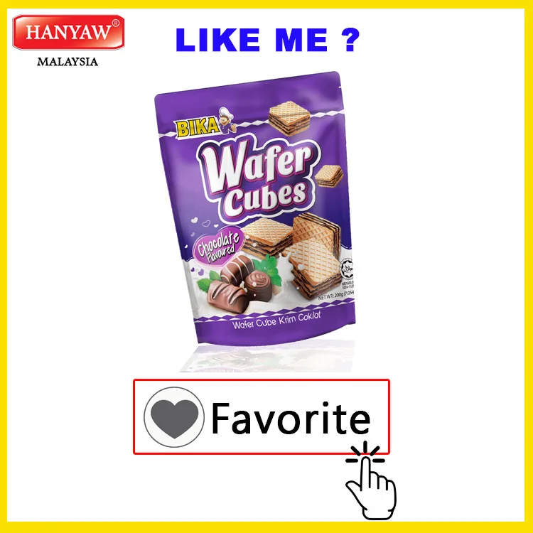 [Malaysia] Fast Shipping + Halal Certified BIKA Wafer Cubes Chocolate Flavoured ( 200g x 24 pkt / Ctn )