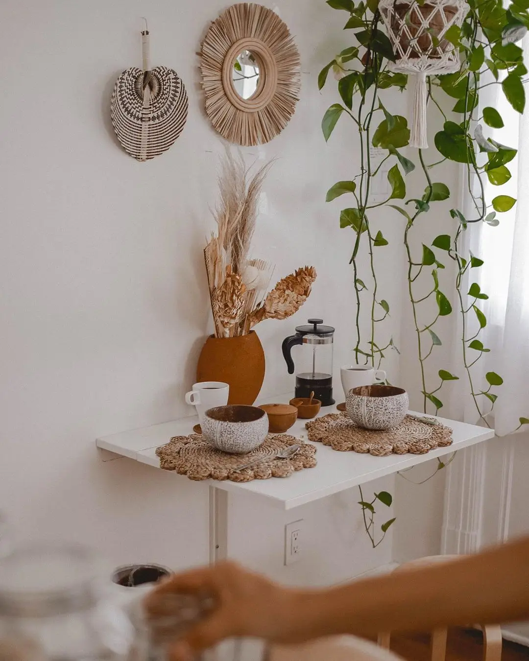 Round bohemian handmade rustic seagrass frame mirror decor wall antique mirror frame for living rooms