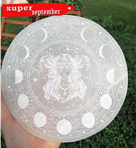 selenite crystal triple goddess selenite plate carving stone crystal wholesale crystal bulk rate wholesale gemstone