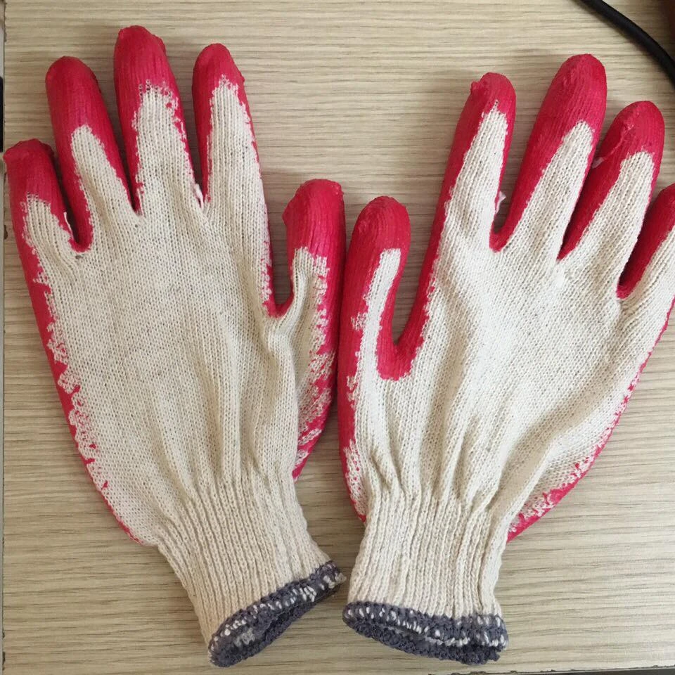 Vietnamese Working Gloves -  Natural Latex Half Coated Gloves - Cotton Gloves Shell
