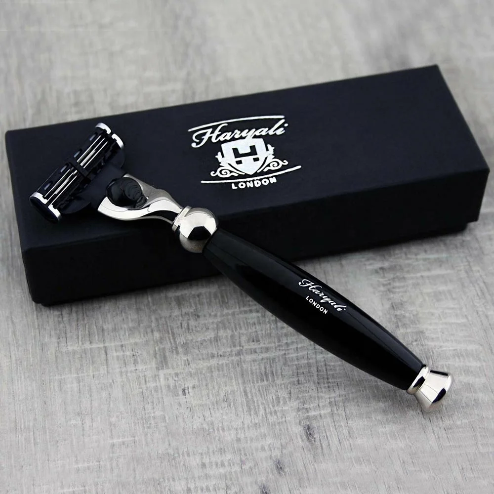 
Бритвенный станок с тройными лезвиями, совместимый с бритвенной ручкой, мужской бритвенный станок с красной и черной ручкой 