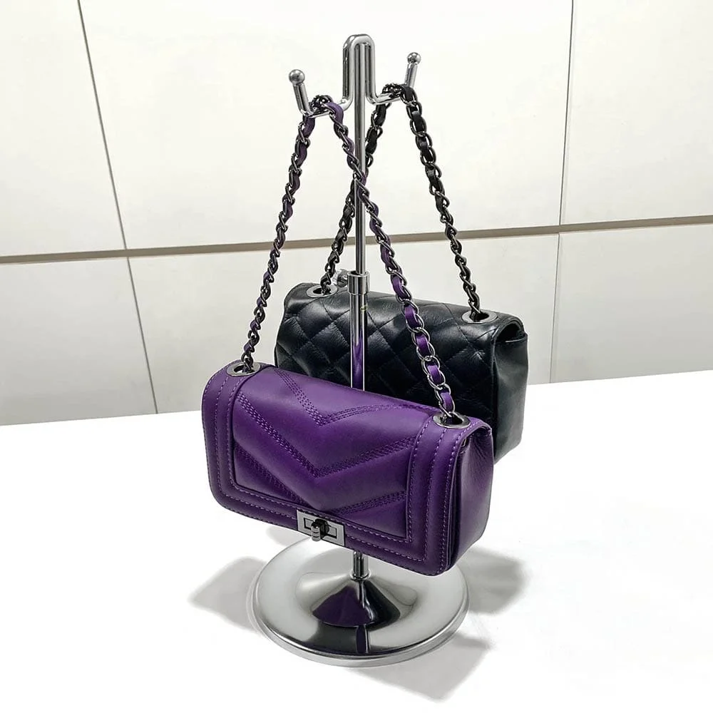 Chrome holder display stands handbag for retail