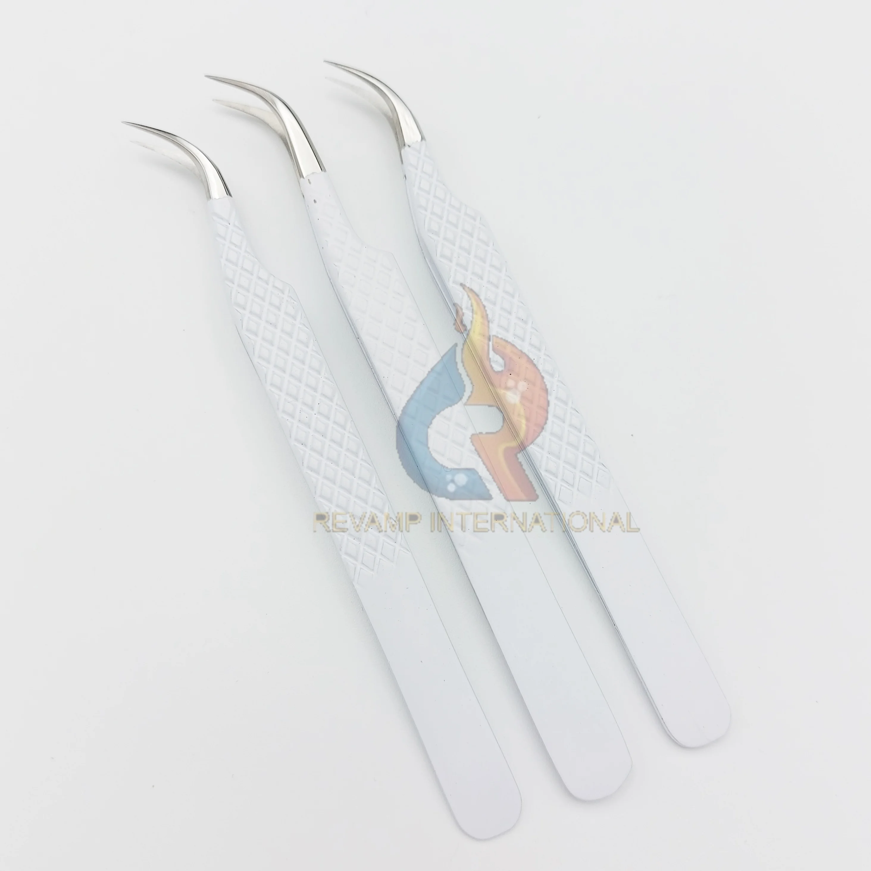 White Silver Curve Japanese Stainless Steel Eyelash Extension Tweezers With Private Label /Tweezers Eyelash Extension